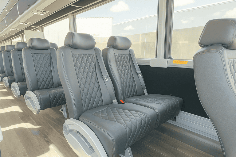 interior of Mesa Minibus Company charter bus