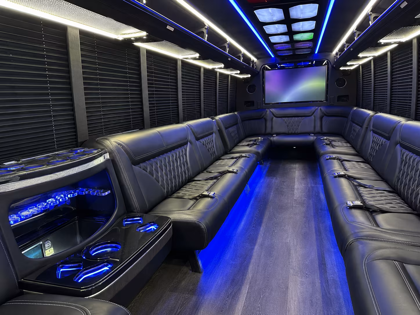 mesa 20 passenger party bus inside