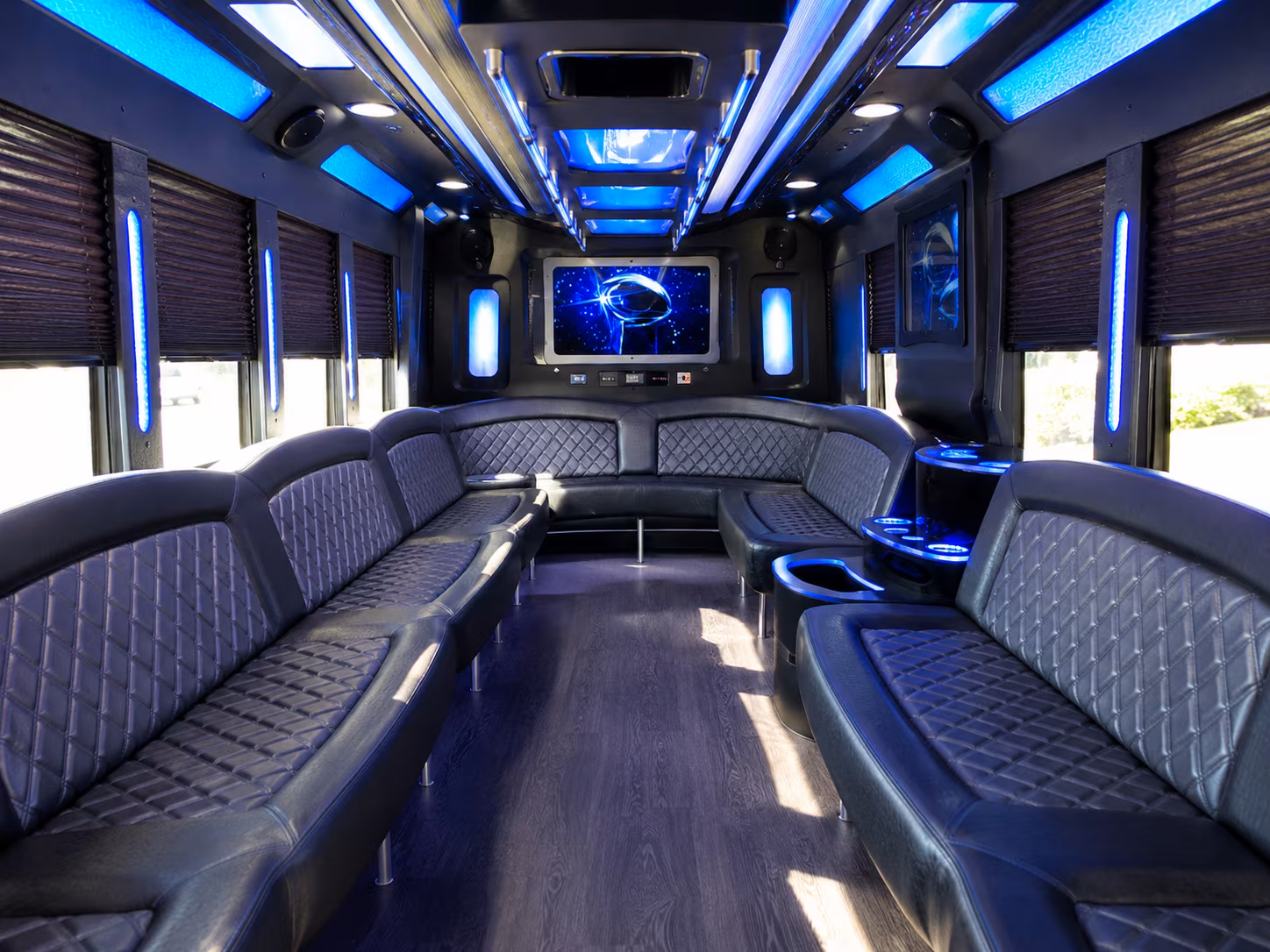mesa 28 passenger party bus inside