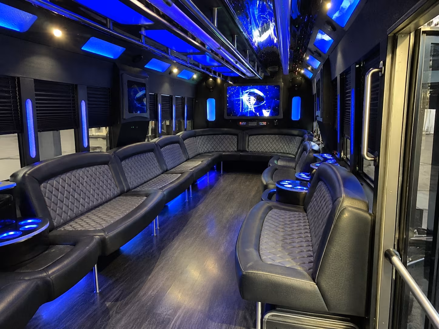 mesa 28 passenger party bus interior